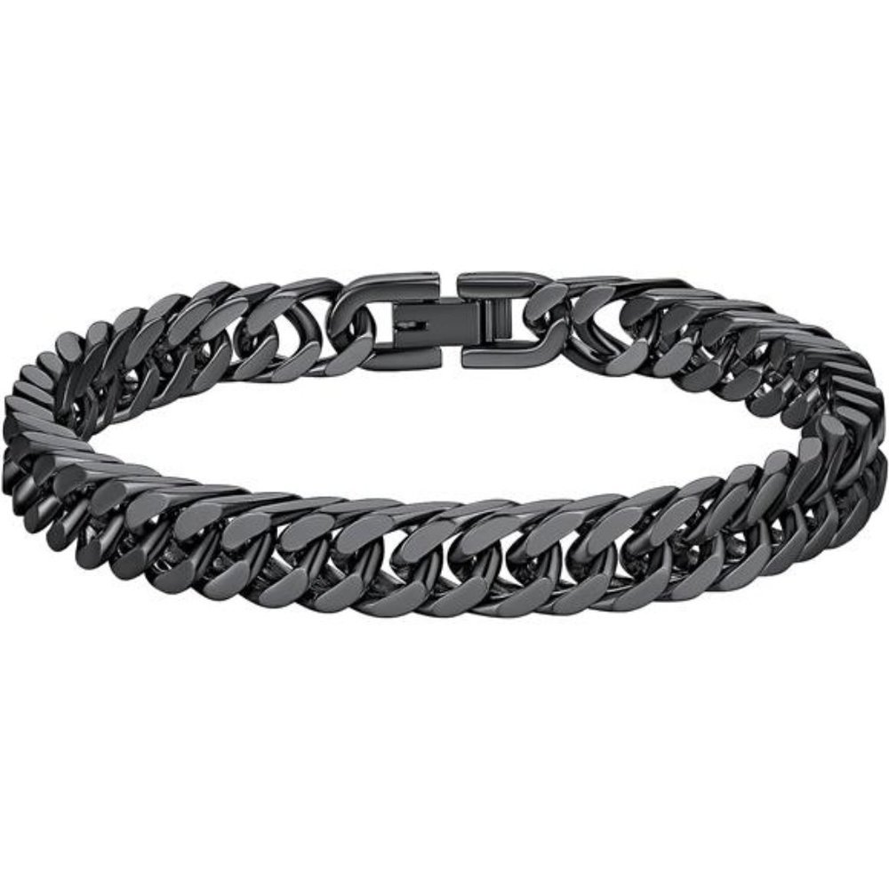 Stainless Black Link Chain Bracelet for Men 7.4/8.2/9 Inch Length Jewelry